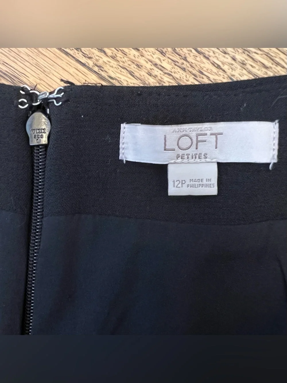 Loft Women's Size 12 PETITE Black A-line Skirt Cutout Floral Detail Career Work